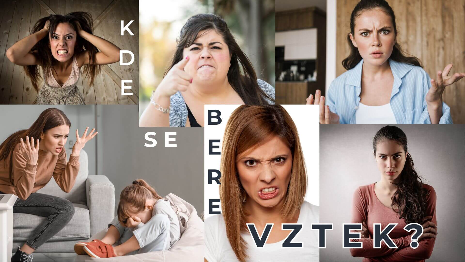 Koláž fotek naštvaných žen