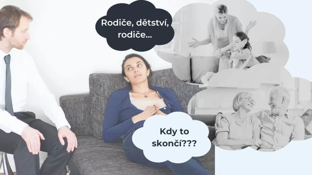Psychoanalytické sezení, kde se už po x-té řeší situace s rodiči